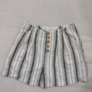 Anthropologiee Shorts Womens 0 Striped High Rise Linen Cotton Button Fly